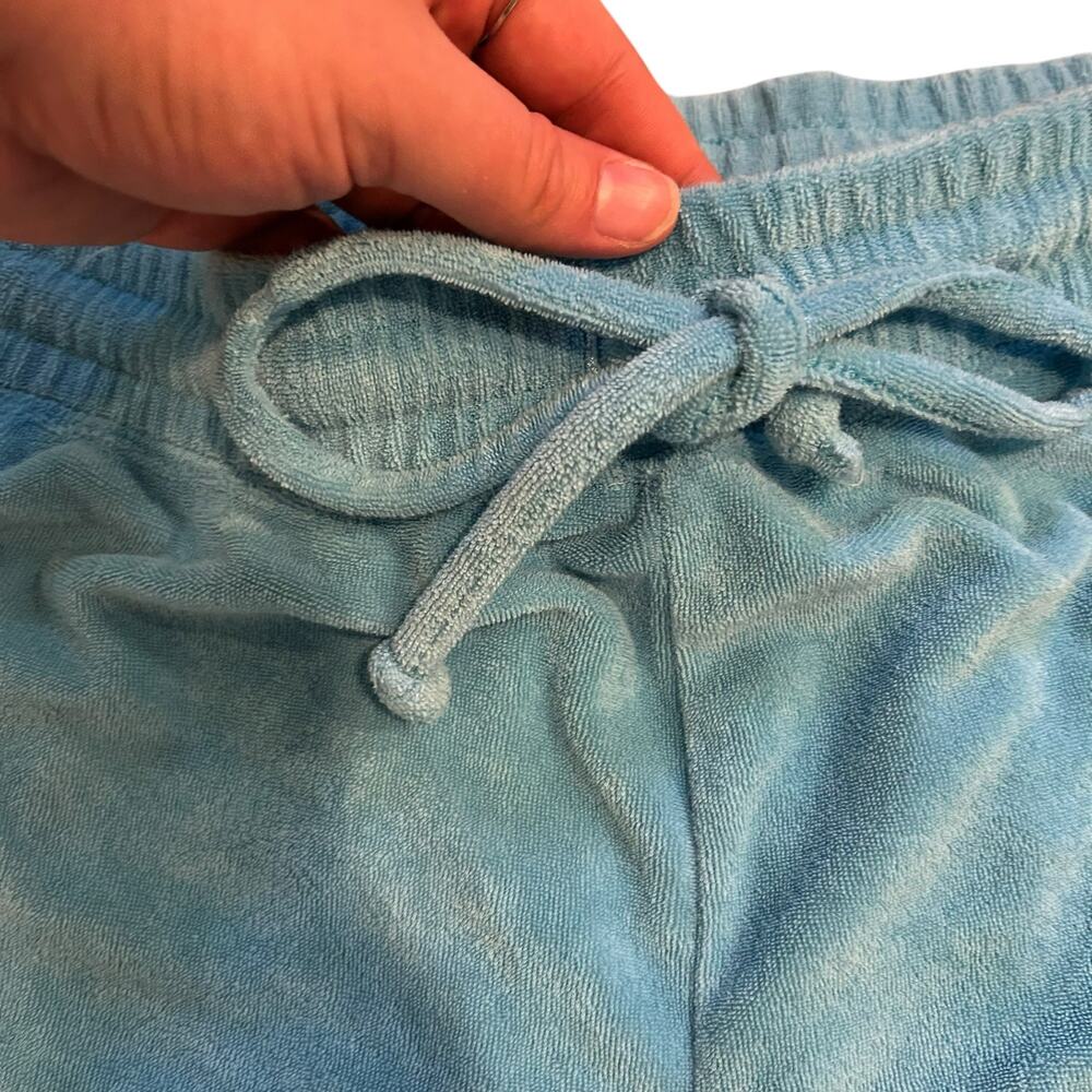 Fabletics Teal Terry Cloth Mini Shorts Mushroom Patch Coquette 1X - Picture 5 of 16